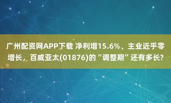 广州配资网APP下载 净利增15.6%、主业近乎零增长，百威亚太(01876)的“调整期”还有多长?