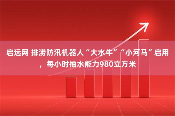 启远网 排涝防汛机器人“大水牛”“小河马”启用，每小时抽水能力980立方米